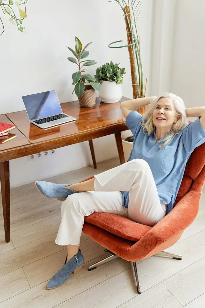 older business woman relaxing